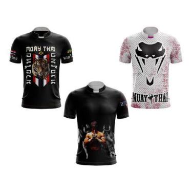 Imagem de Kit 3 Camiseta Muay Thai  Boxe Tailandes Treino - 3F Sports, Preto, Br