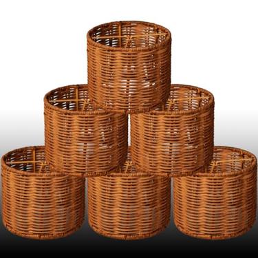 Imagem de 6 abajures de candelabro de pressão criativo tambor boho abajures de rattan clip-on lâmpada de substituição lâmpada de parede vela lustre mini lâmpadas tons