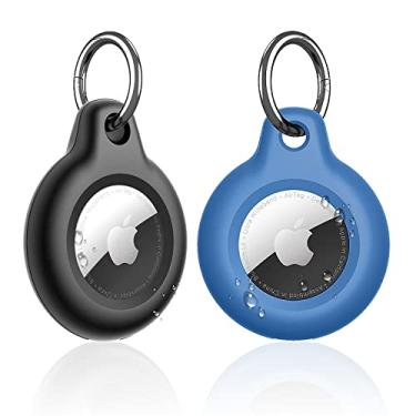 Imagem de Supfine Porta-Airtag à prova d'água, 2 unidades de chaveiro Air Tag, estojo protetor de corpo inteiro com chaveiro loop para Apple Tags, capa IPX8 para carteira, bagagem, gato, cachorro, animais de