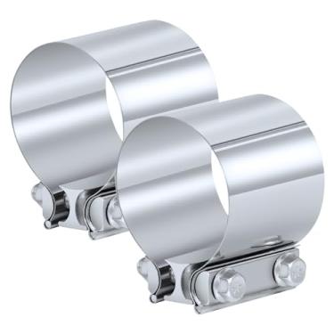 Imagem de Kshineni Braçadeiras de exaustão de 5 polegadas, braçadeira de banda de junta de regaço inoxidável de 5 cm braçadeira de banda de silenciador de escape (2 peças)