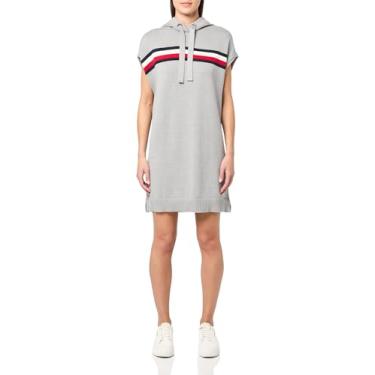 Imagem de Tommy Hilfiger Suéter com capuz de manga curta, Cinza mesclado, médio, G