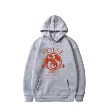 Imagem de Moletom Blusa Abrigo Flanelado Unissex Estampa Casa Dragão Gelo e Fogo