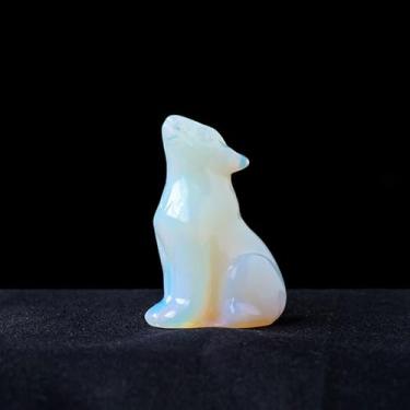 Imagem de 1PC Mini Pedra de Escultura de Cristal Natural Azul Opalite Obsidiana Bonito Animal Escultura Decoração de Casa, Opala Branca, 1PC