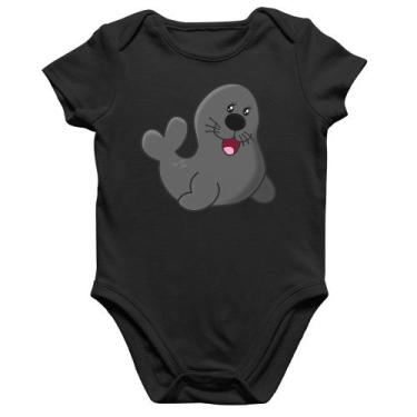 Imagem de Body Bebê Algodão Foca Feliz - Foca na Moda, Preto, M