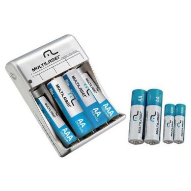 Imagem de Kit 4 Pilhas AA e 4 Pilhas AAA Recarregáveis Premium com Carregador Rá