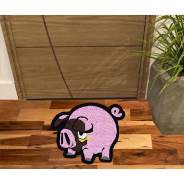 Imagem de Capacho Tapete Porco Porquinho no Formato Cor Rosa Bebe - ZAP TAPETES