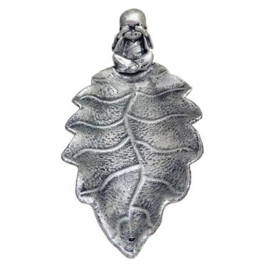 Imagem de Incensário Decorativo em Resina Forma de Folha com Buda Porta Incenso 