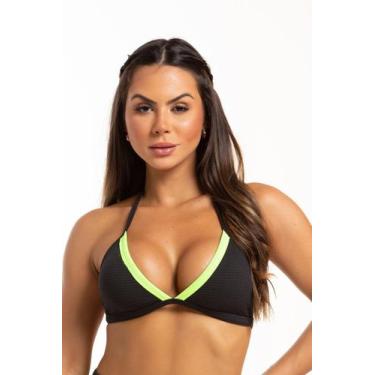 Imagem de Busto biquíni com bojo e detalhes em neon - Maria da Praia, Preto, GG 