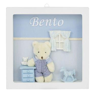 Imagem de Nicho Decorado Ursinho Quartinho Azul Quarto Bebê Infantil - Potinho d