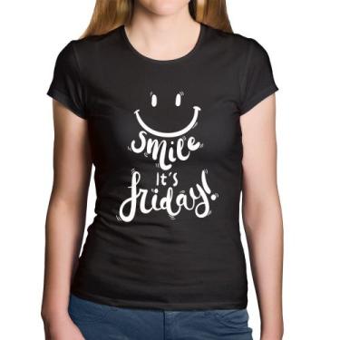Imagem de Baby Look Algodão Smile, It's Friday! - Foca na Moda, Preto, GG