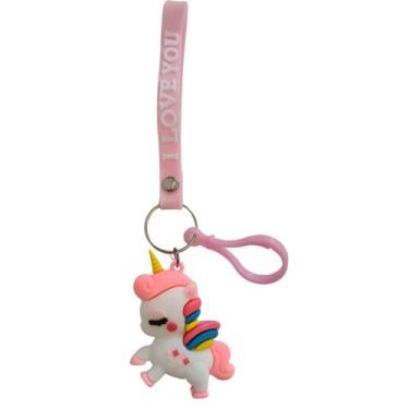 Imagem de Chaveiro Pingente Infantil Unicórnio Emborrachado 3d Kawaii, Branco