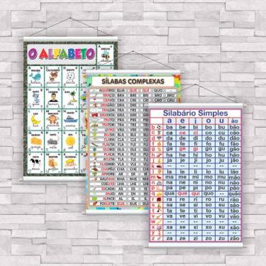 Imagem de kit com 3 Banner Educativo Alfabeto, Sílabas Simples e Complexas - Fab