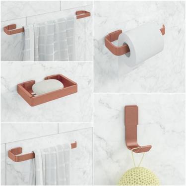 Imagem de Kit De Acessórios Para Banheiro 5 Peças Stander Rose - LETU VARIEDADES