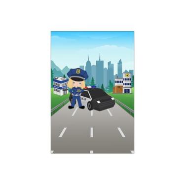 Imagem de Painel De Festa Vertical 1,50 x 2,20 - Policial Na Cidade Menina Loira