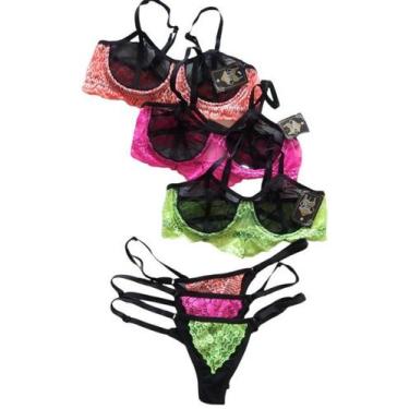 Imagem de Kit 2 conjuntos lingerie Feminina Liz,tule,renda,luxo,microfibra - MDJ