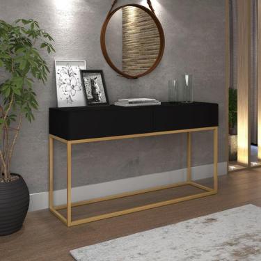 Imagem de Aparador Eros Estilo Industrial 2G Pés Ferro Pto/Dourado - LCN Moveis