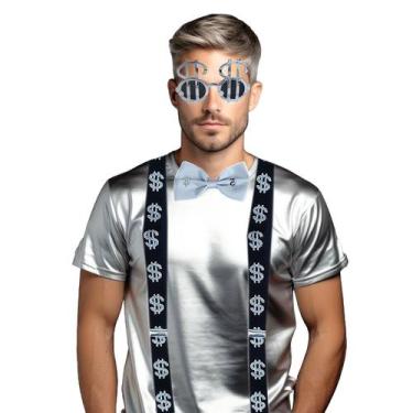 Imagem de Acessório Fantasia Cifrão Rico: Suspensório + Gravata + Óculos Diverti