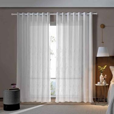 Imagem de Cortina Blackout Quarto Pratika Bordada 3,00 x 2,30 Natural Corta Luz PVC Bella Janela