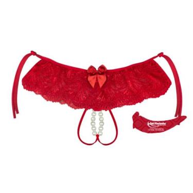 Imagem de Calcinha Tailandesa Femininas Lingerie Perolas Estimulador - Vermelho 