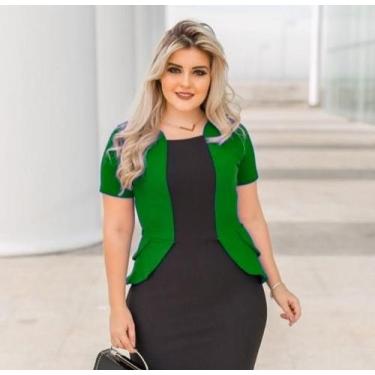 Imagem de Vestido Plus Size Peplum Blazer Moda Feminina Evangélica - Miss Flower