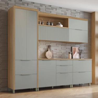 Imagem de Cozinha 5 Peças 7 Portas 6 Gavetas Ripado Marquesa 100% Mdf - Nesher M