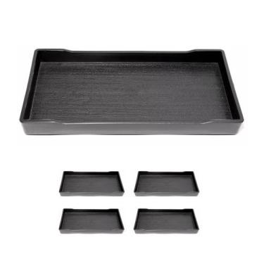 Imagem de 5un Bandeja retangular preta plástico decoração 20 cm - UNY HOME