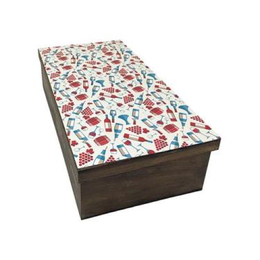 Imagem de Caixa para Vinho Tampa de Sapato 1 Div Garrafa e Barris 35x20x10 Mdf P