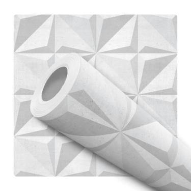 Imagem de Papel De Parede Adesivo Lavável Sala Gesso Efeito 3D Mosaico 12m - DEL