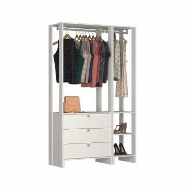 Imagem de Closet com 2 Cabideiros, 3 Gavetas e 4 Nichos EY102-105 Linha Yes Emov