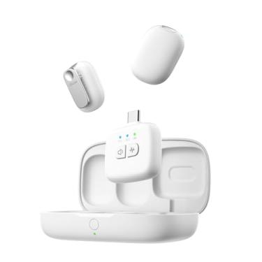 Imagem de ULANZI Microfone Magnético Pequeno A30 (Branco), Lapela Sem Fio, Cancelamento de Ruído, 50 Metros, 20H, para DSLR, iPhones, Android, PC