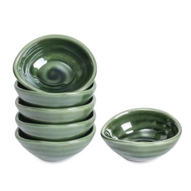 Imagem de vicrays Tigelas de molho de cerâmica – Pequenas xícaras de charcutaria para cozinhar condimento prato de óleo mini pratos de tapas para soja sushi salsas wasabi aperitivo sobremesa - conjunto de 6