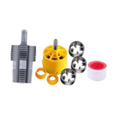 Imagem de WeiLaiKeQi Kit de rosqueador de tubo de pvc com matrizes de 1/2 pol. 3/4 pol. 1 polegada, profissional, ppr, ferramentas de encanamento, rosca redonda, conjunto, Sem Removedor de Fio