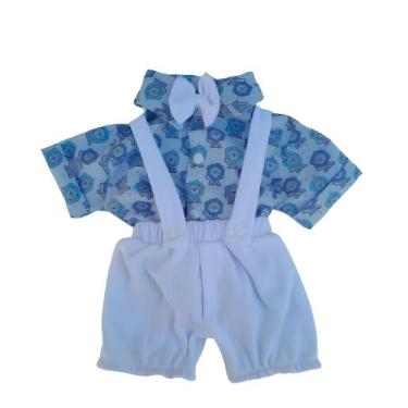 Imagem de kit conjunto menino Bebê Infantil Camisa jardineira egravata - Mania D