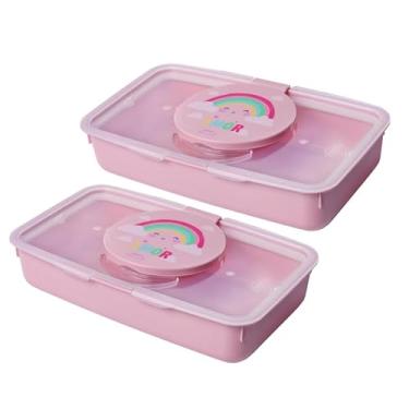 Imagem de 2 Porta Lenço Umedecido Portátil Plástico Bebê Menino Menina (Arco Iris)