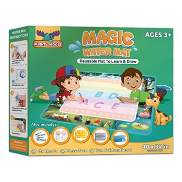 Imagem de Channie's Tapete de água mágico reutilizável para crianças a partir de 3 anos - Tapete de desenho aqua com canetas de água, carimbos, estêncil numérico e livreto de desenho - Tapete de colorir de água