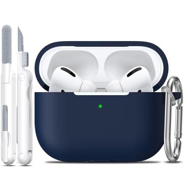 Imagem de R-fun Capa compatível com AirPods Pro com chaveiro, acessórios de proteção total de silicone para mulheres, homens e meninas, compatível com Apple 2019, capa para AirPods Pro 2019, LED frontal