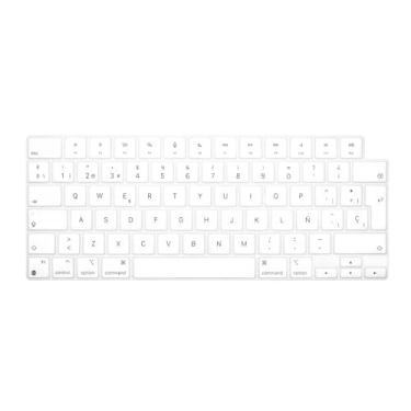 Imagem de WYGCH Capa de teclado espanhola para MacBook Air 34.5 cm 38.9 cm A2941 A2681/MacBook Pro 35.6 cm 40.6 cm A2779 A2442 A2780 A2485, protetor de teclado (layout da UE, branco)