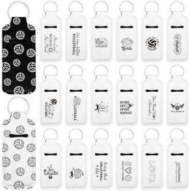 Imagem de Haiabei Porta-batom de vôlei, 20 peças, chaveiros, suporte de bálsamo para batom, voleibol, em massa, porta-chaves, clipe para batom, bolsa, bolsa de pulso portátil, cordão
