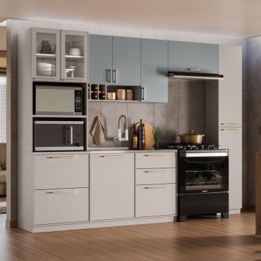 Imagem de Cozinha Modulada 5 Peças com Paneleiro Duplo Forno Essence 100% Mdf  Cinza