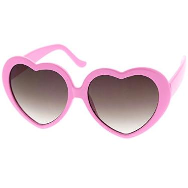 Imagem de Óculos de sol femininos grandes com lentes dégradé de coração 55 mm, Light Pink / Lavender, One-Size