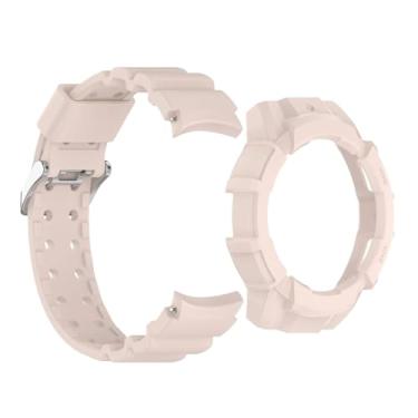 Imagem de KAPPDE Capa de silicone para Samsung Galaxy Watch 7 fit Watch7 40 mm e 44 mm, capa protetora 2 em 1 (rosa, Watch7 de 44 mm)