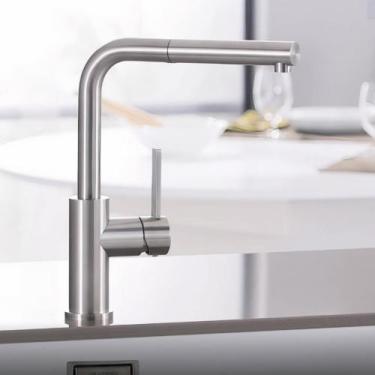 Imagem de Torneira Gourmet Cozinha Monocomando Extensiva Aço Escovado - Zaganza