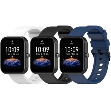 Imagem de QIEMUTER Pacote com 3 pulseiras de silicone de 20 mm compatíveis com Amazfit Bip 3 / Bip 3 Pro/Bip Lite/Bip S/Bip U, pulseiras para relógio Amazfit GTS 4 / GTS 4 Mini/GTS 3 / GTS 2 / GTS 2 mini/GTS
