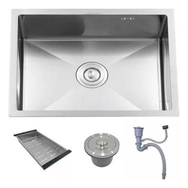 Imagem de Cuba Gourmet Cozinha Inox Escovado 304 Completa 50x40 Brinovar (Prata)
