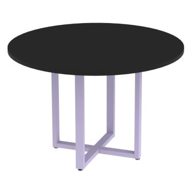 Imagem de Mesa de Reunião Redonda P25 Pandin 110 cm (Largura) Tampo MDP Preto Pé Aço Tubular Lilás