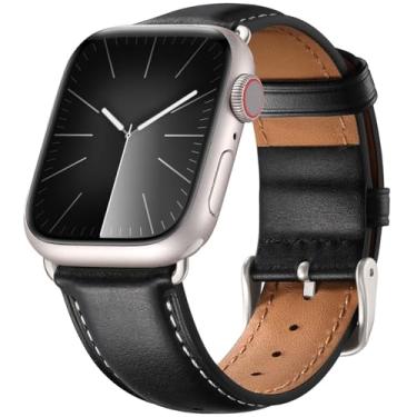 Imagem de IMIVIO Pulseiras de couro compatíveis com Apple Watch séries 10, 9, 8, 7, 6, 5, 4, 3, 2 e 1Ultra2 SE de 40 mm, 42 mm, 44 mm, 45 mm, 46 mm, 49 mm, 49 mm