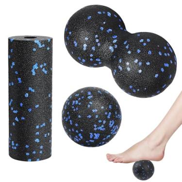 Imagem de 3 bolas de massagem de amendoim para relaxar os músculos apertados, bola de fáscia profunda para fisioterapia, ferramenta de rolo de massagem de ioga fitness, bola de lacrosse de ponto de gatilho,