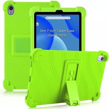 Imagem de Dteck Capa infantil para tablet Onn de 7 polegadas 2024 (modelo: 100135924), capa protetora fina de silicone macio para crianças, suporte ajustável, resistente, à prova de choque para tablet Onn 7