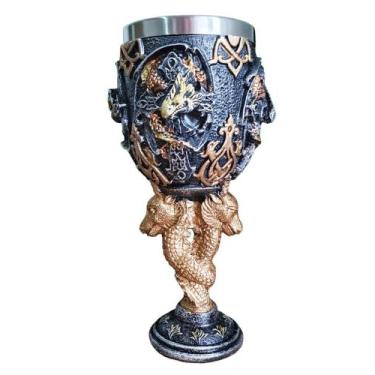 Imagem de Taça Calice Resina Game Off Thrones Dragão Dourado 180ml - Althea Arte