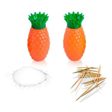 Imagem de Kit Saleiro Paliteiro De Mesa De Abacaxi Tropical 6 Peças - Injetemp